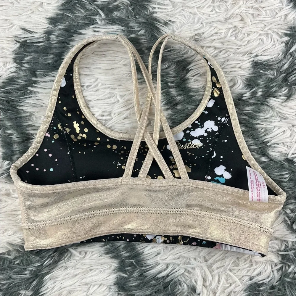 Justice Kids Girls Dance Gymnastics Sports Bra Multi-color Sz M (10) Reversible